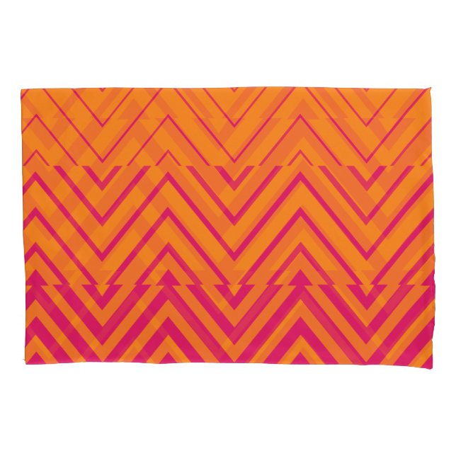 Zickzack Ombre Stencil | Rosa Orange Kissenbezug (Vorderseite)