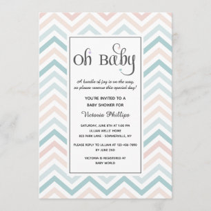 Zickzack Pastel Baby Dusche Einladung