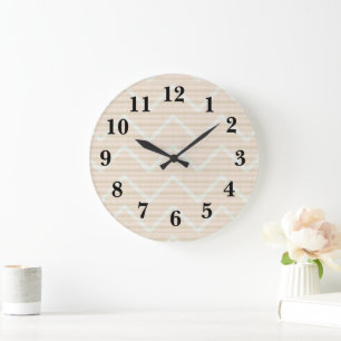 Zickzack Peach Texture Decke Große Wanduhr