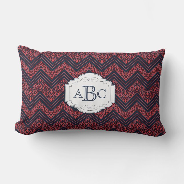 Zickzack personalisiertes Monogramm des Lendenkissen (Vorderseite)