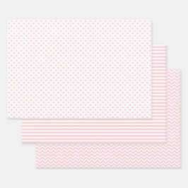Zickzack Polka-Punkte aus hellrosa und weißen Stre Geschenkpapier Set
