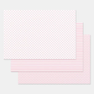 Zickzack Polka-Punkte aus hellrosa und weißen Stre Geschenkpapier Set