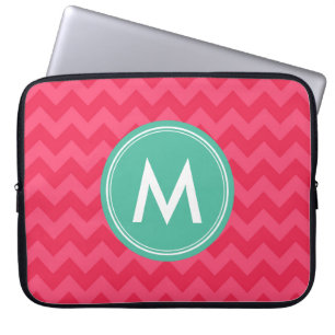 Zickzack Preppy in rosa Monogramm Laptopschutzhülle