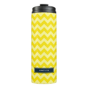 Zickzack Preppy in Shades of Yellow Monogram Thermosbecher