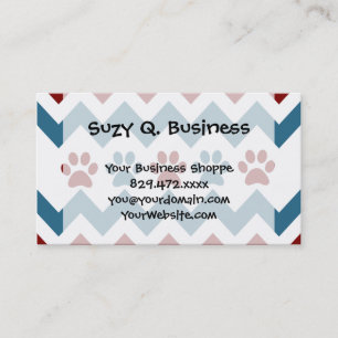 Zickzack Red Blue Welppy Paw Prints Dog Lover Gesc Visitenkarte