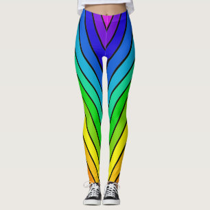 Zickzack Regenbogenstreifen Leggings