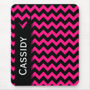 Zickzack rosa/schwarzes Muster und Personalisierte Mousepad