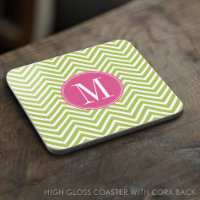 Zickzack rosa und grünes Muster mit Monogramm