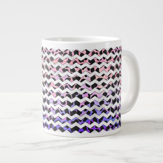 Zickzack Rosa und schwarze Dalmatinie Jumbo-Tasse (Vorderseite Rechts)