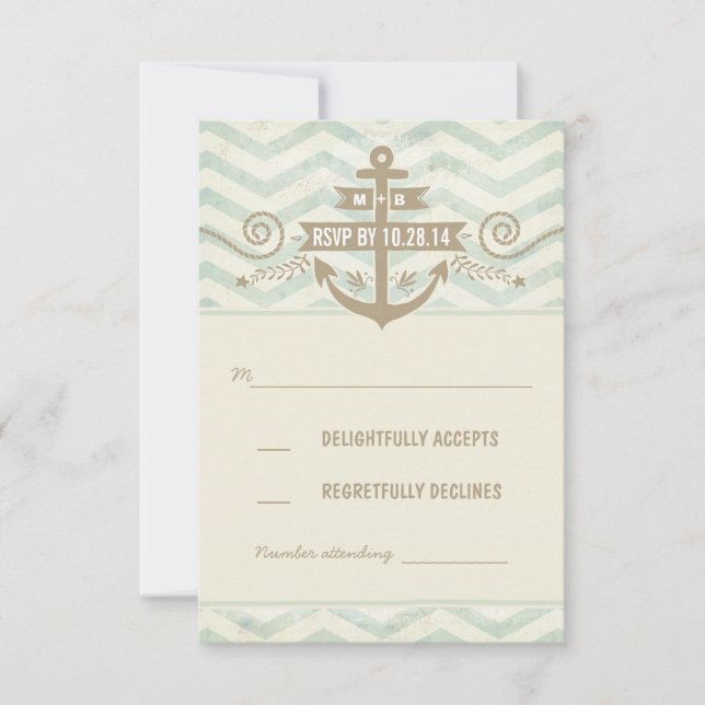 Zickzack RSVP-Karten für Hochzeiten RSVP Karte (Vorderseite)