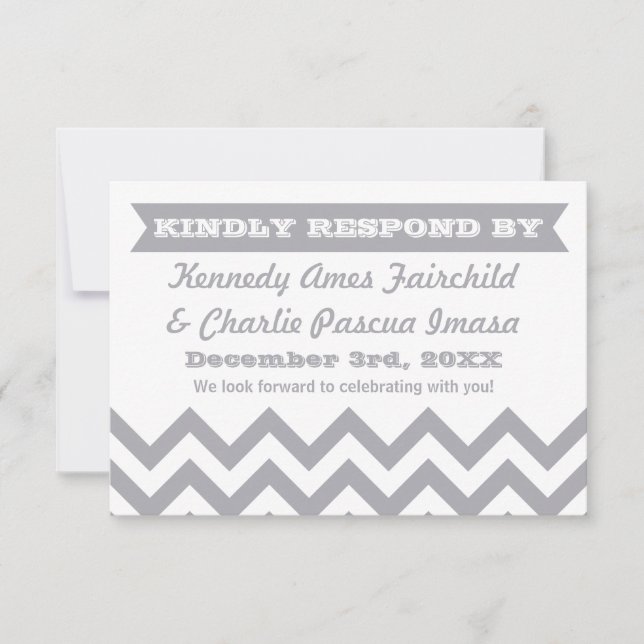 Zickzack RSVP-Karten für Hochzeiten RSVP Karte (Vorderseite)
