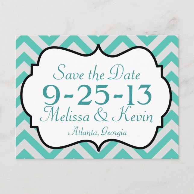 Zickzack Save the Date Postkarte (Vorderseite)