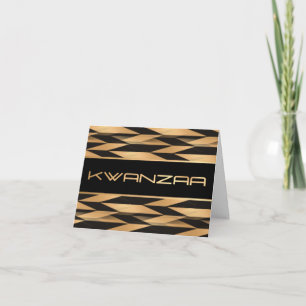 Zickzack Schwarz-Gold-Printwerbung "Happy Kwanzaa" Karte