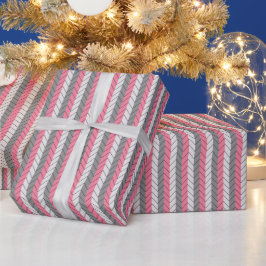 Zickzack Schwarz-Rosa Zickzack Streifen Geschenkpapier