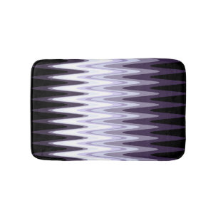 Zickzack Schwarz Weiß Grau Dunkelviolett Beige Mus Badematte