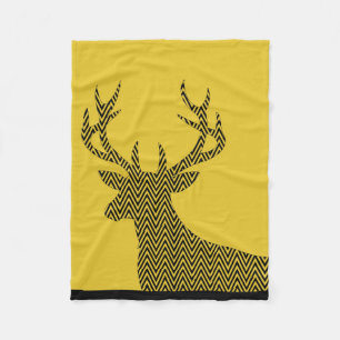 Zickzack Schwarzes der Rotwild-Hirsch-Silhouette Fleecedecke