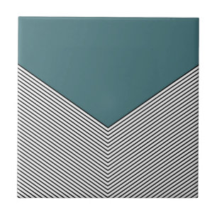 Zickzack Schwarzweiß-Design und blaues Dreieck Fliese