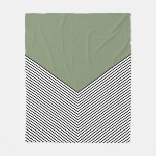 Zickzack Schwarzweiß-Design und grünes Dreieck Fleecedecke