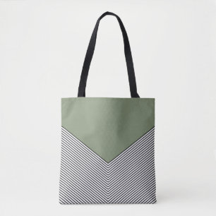 Zickzack Schwarzweiß-Design und grünes Dreieck Tasche