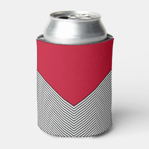 Zickzack Schwarzweiß-Design und rotes Dreieck Dosenkühler
