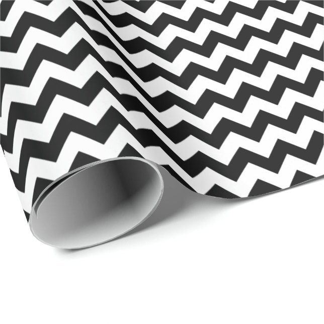 Zickzack Schwarzweiss-Muster modernes Trendy Geschenkpapier (Rolleneckpunkt)