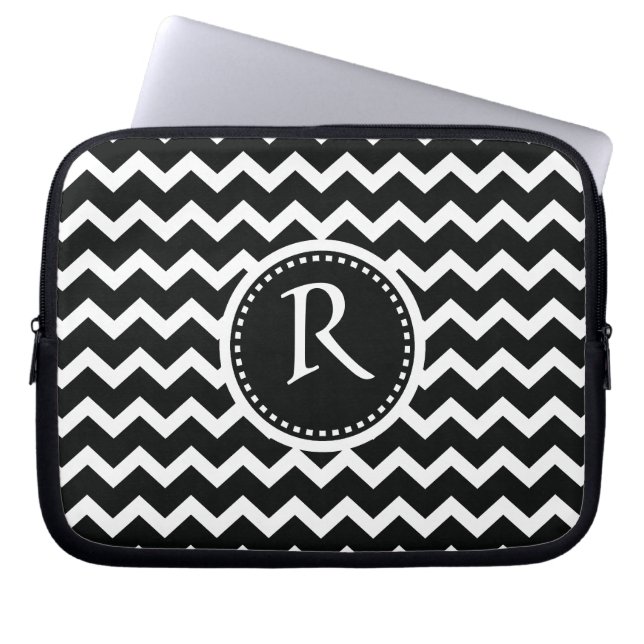 Zickzack Schwarzweiss-Zickzack-Retro Eleganz Laptopschutzhülle (Vorderseite)