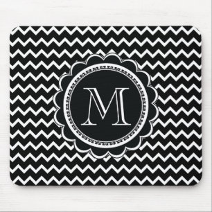Zickzack Schwarzweiss-Zickzack-Retro Eleganz Mousepad