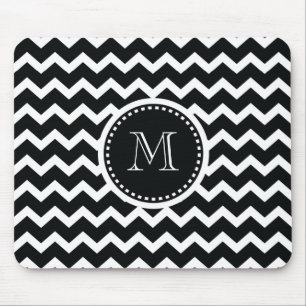 Zickzack Schwarzweiss-Zickzack-Retro Eleganz Mousepad