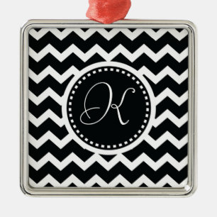 Zickzack Schwarzweiss-Zickzack-Retro Eleganz Ornament Aus Metall