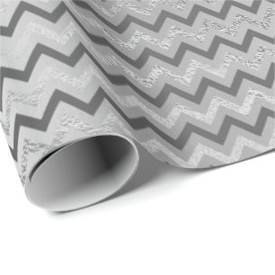 Zickzack Silbergraue Streifen Linien Zig Zag Lux Geschenkpapier