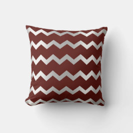 Zickzack Silbergrauer Burgunder Maroon Metal Strei Kissen