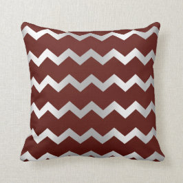 Zickzack Silbergrauer Burgunder Maroon Metal Strei Kissen