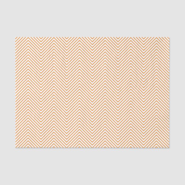 Zickzack Spinnpapier - Orange auf Weiß Seidenpapier (Vorderseite)