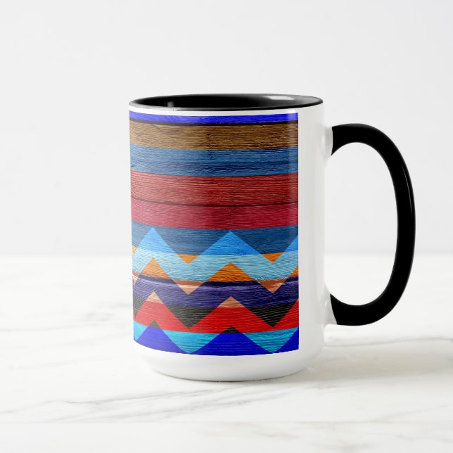 Zickzack Streifen auf Holz #19 Tasse (Rechts)