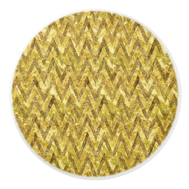 Zickzack Streifen aus Gold Glam Keramikknauf (Vorderseite)