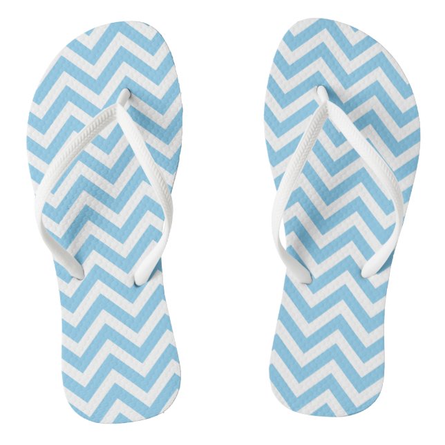 Zickzack Streifen der Größe Baby Blau und Weiß Flip Flops (Fußbett)
