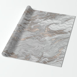 Zickzack Streifen Elfenbeinmetalle, grauer Marmor  Geschenkpapier