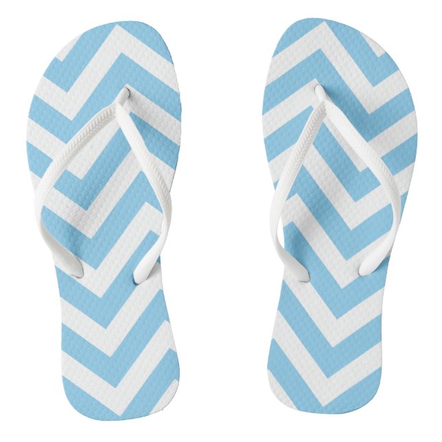 Zickzack Streifen in Blau und Weiß Flip Flops (Fußbett)