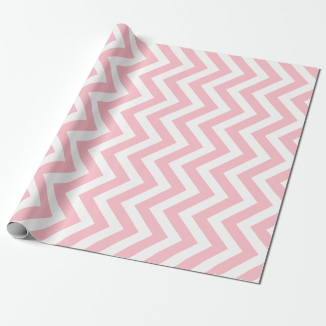 Zickzack Streifen in Rosa und Weiß Geschenkpapier (Ungerollt)