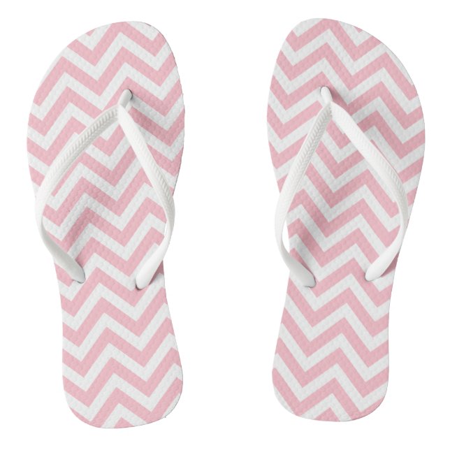 Zickzack Streifen in rosa und weißem Medium Flip Flops (Fußbett)