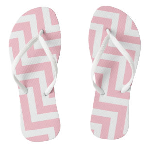 Zickzack Streifen in rosa und weißer Großgröße Flip Flops