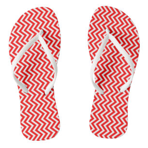 Zickzack Streifen in Rot und Weiß Flip Flops