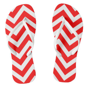 Zickzack Streifen in Rot und Weiß Flip Flops