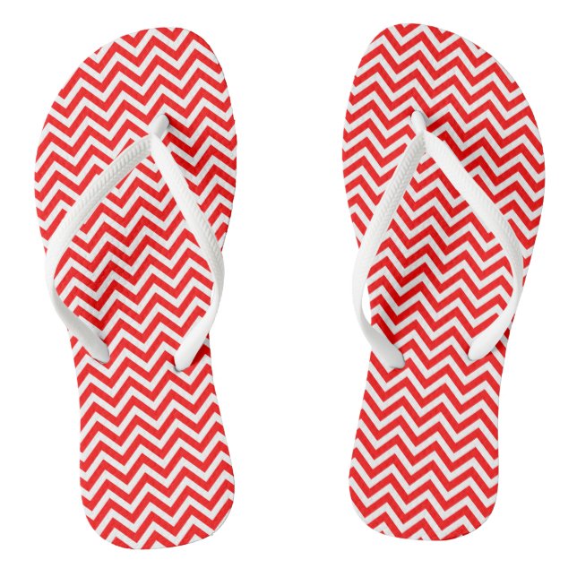 Zickzack Streifen in Rot und Weiß Flip Flops (Fußbett)
