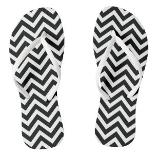 Zickzack Streifen in Schwarz und Weiß Flip Flops