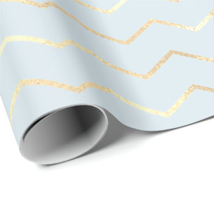 Zickzack Streifen-Linien Goldmetallischer blauer Geschenkpapier
