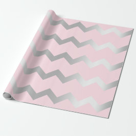 Zickzack Streifen Linien Rosa Grau Silber Geschenkpapier