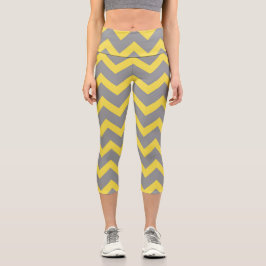 Zickzack Streifen mit grauem Muster Capri Leggings