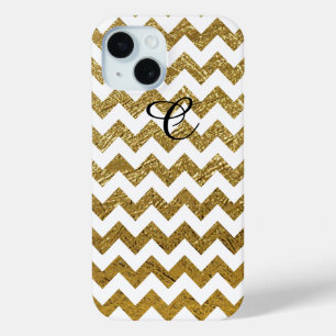 Zickzack Streifen Mit Monogramm iPhone 15 Hülle