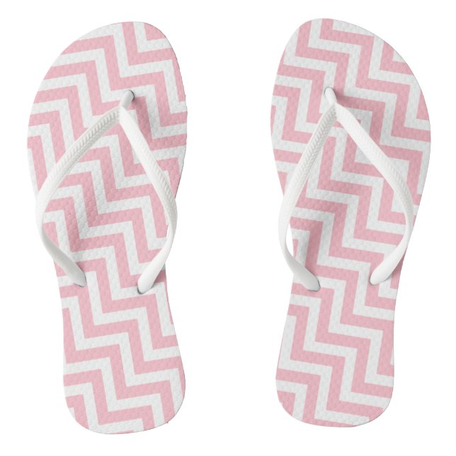 Zickzack Streifen mit rosa und weißem Medium Flip Flops (Fußbett)